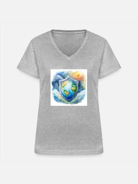 Klimaschutz - Frauen-T-Shirt mit V-Ausschnitt - Grau meliert