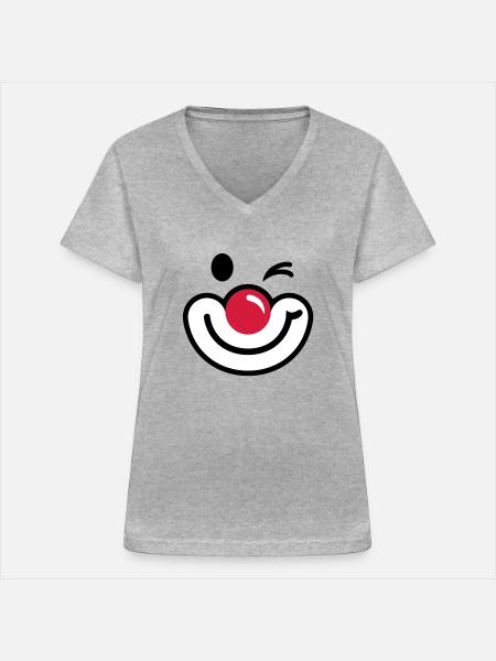 Clownsgesicht 2 - Frauen-T-Shirt mit V-Ausschnitt - Grau meliert