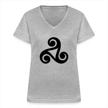 Celte - T-shirt col V Femme - gris chiné - Devant - Lela (165cm)