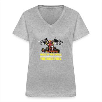 Racing Fuel Professional Racing Driver Gift - Women's V-neck T-shirt - sports grey - Front - Lela (165cm)