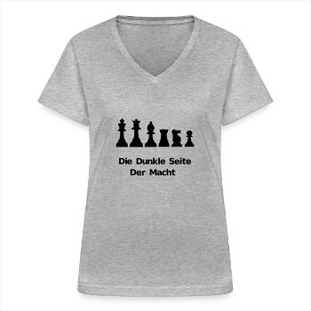 Die Dunkle Seite der Macht - Frauen-T-Shirt mit V-Ausschnitt - Grau meliert - Vorne - Lela (165cm)