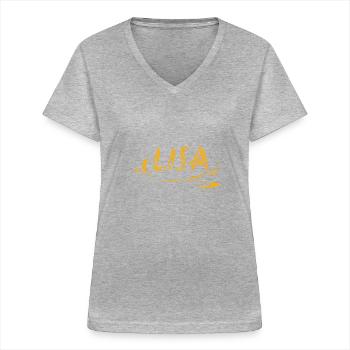 Lisa - T-shirt col V Femme - gris chiné - Devant - Lela (165cm)