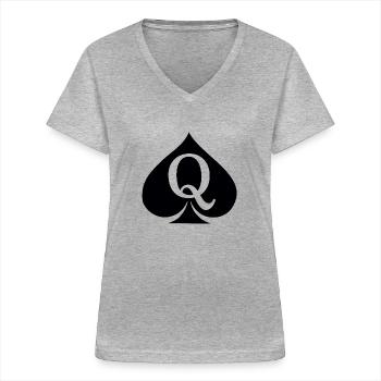 Queen of Spades - Women's V-neck T-shirt - sports grey - Front - Lela (165cm)