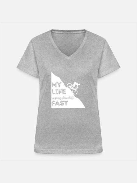 Mountainbiken - Mountainbike - Mountainbiker - Frauen-T-Shirt mit V-Ausschnitt - Grau meliert
