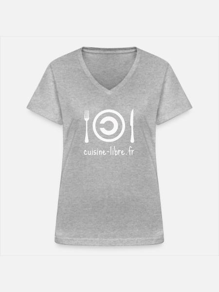Cuisine-libre.fr - Frauen-T-Shirt mit V-Ausschnitt - Grau meliert
