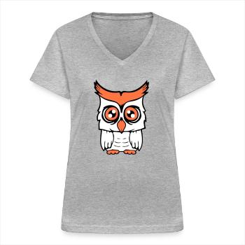 Owl Bird Eagle Owl Night Bird Barn Owl Owl Comic - Women's V-neck T-shirt - sports grey - Front - Lela (165cm)