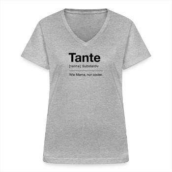 Tante - Frauen-T-Shirt mit V-Ausschnitt - Grau meliert - Vorne - Lela (165cm)
