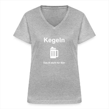 Kegeln - Frauen-T-Shirt mit V-Ausschnitt - Grau meliert - Vorne - Lela (165cm)