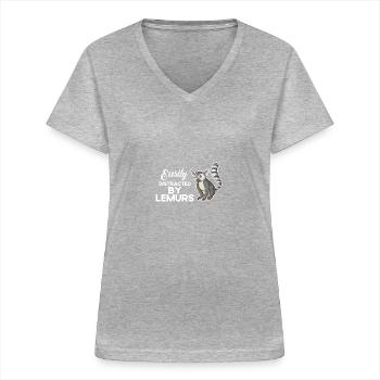 Lemur Affe lustige süße Sifakas Madagaskar Liebe - Frauen-T-Shirt mit V-Ausschnitt - Grau meliert - Vorne - Lela (165cm)
