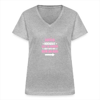 Mit dem da 10. Hochzeitstag Rosenhochzeit - Frauen-T-Shirt mit V-Ausschnitt - Grau meliert - Vorne - Lela (165cm)
