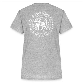 Wikinger MT1 - Frauen-T-Shirt mit V-Ausschnitt - Grau meliert - Hinten - Zoe (177cm)