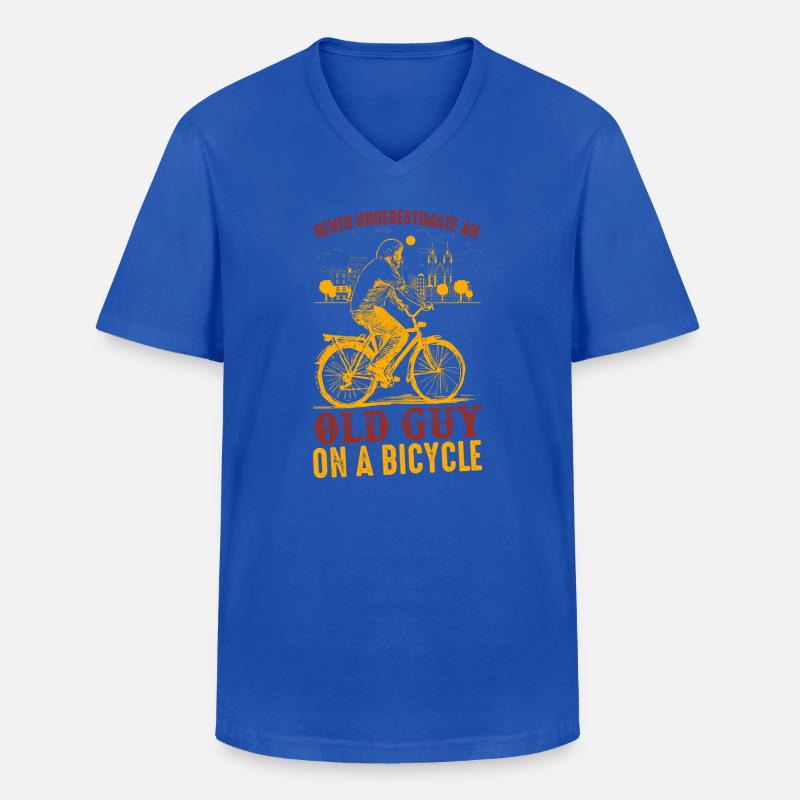 Never Underestimate Old Guy Bicycle - Männer-T-Shirt mit V-Ausschnitt - Royalblau