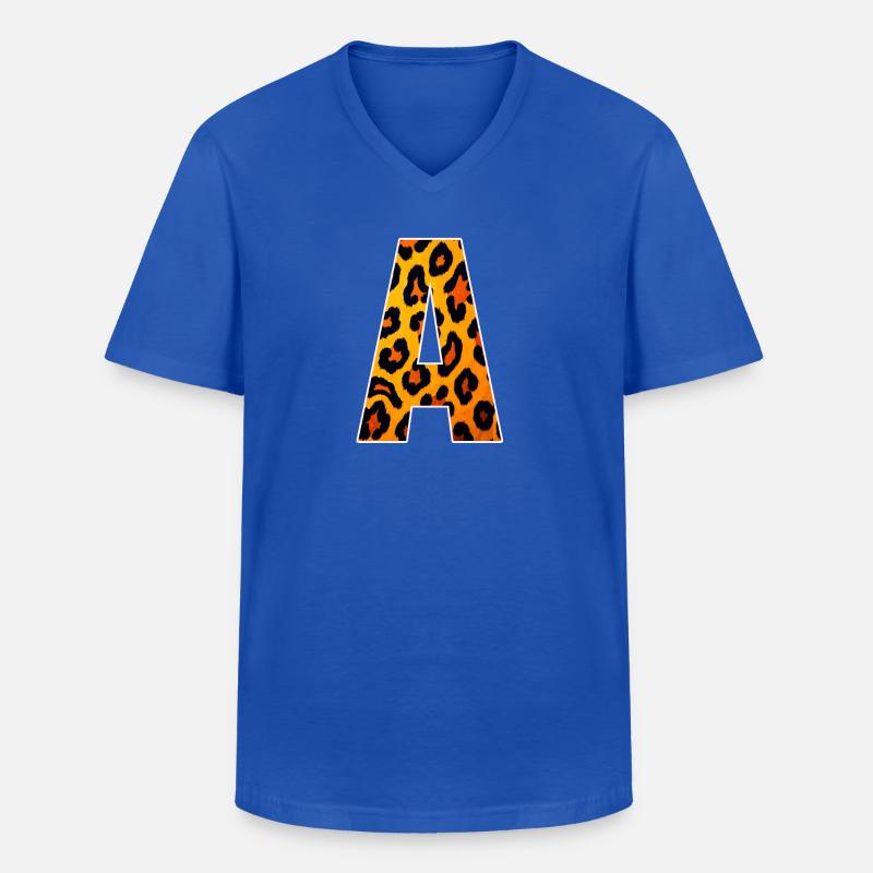 Leopard A-Buchstabe Print - Männer-T-Shirt mit V-Ausschnitt - Royalblau