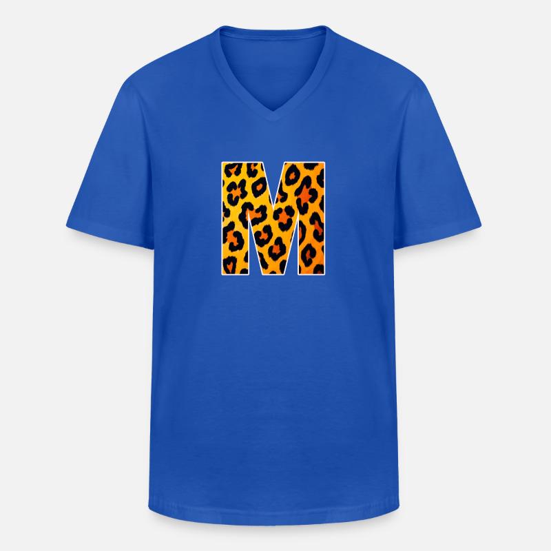 Leopard M Buchstabe - Männer-T-Shirt mit V-Ausschnitt - Royalblau