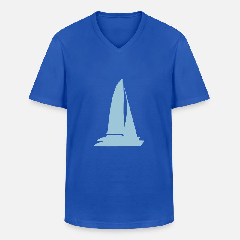 blaues Boot - Männer-T-Shirt mit V-Ausschnitt - Royalblau