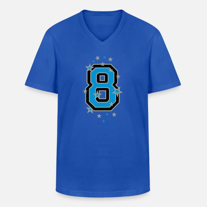 Sieben 7 - Männer-T-Shirt mit V-Ausschnitt - Royalblau