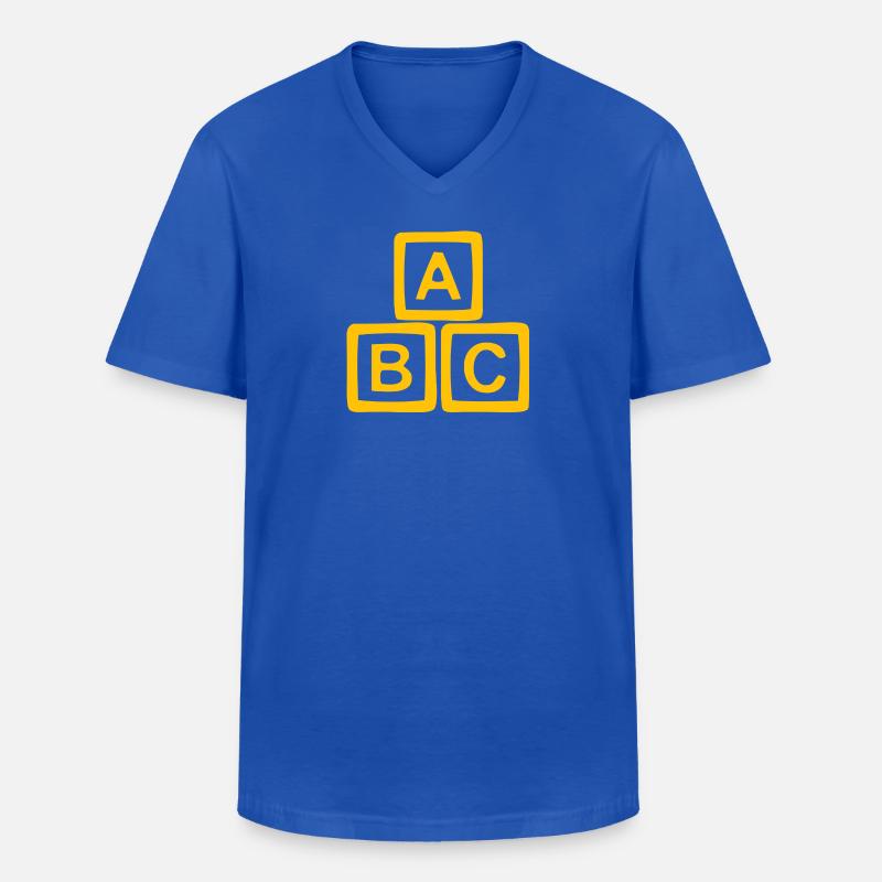 Conception de bloc ABC doré - T-shirt col V Homme - bleu royal