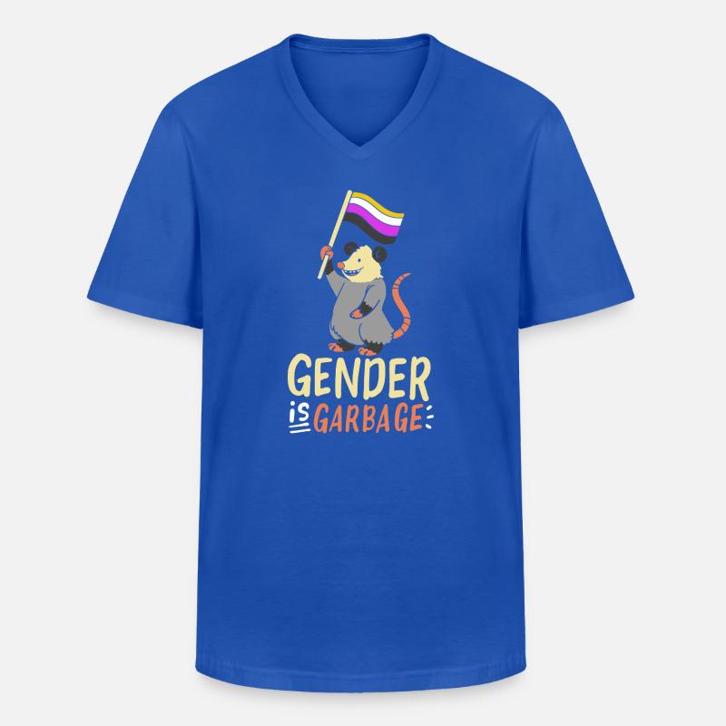 Gender Is Garbage Pride Opossum Design - Männer-T-Shirt mit V-Ausschnitt - Royalblau