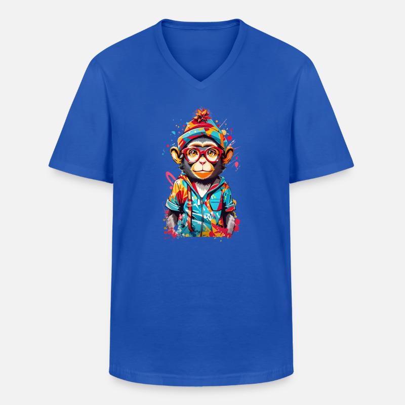 Coole Affe - Männer-T-Shirt mit V-Ausschnitt - Royalblau
