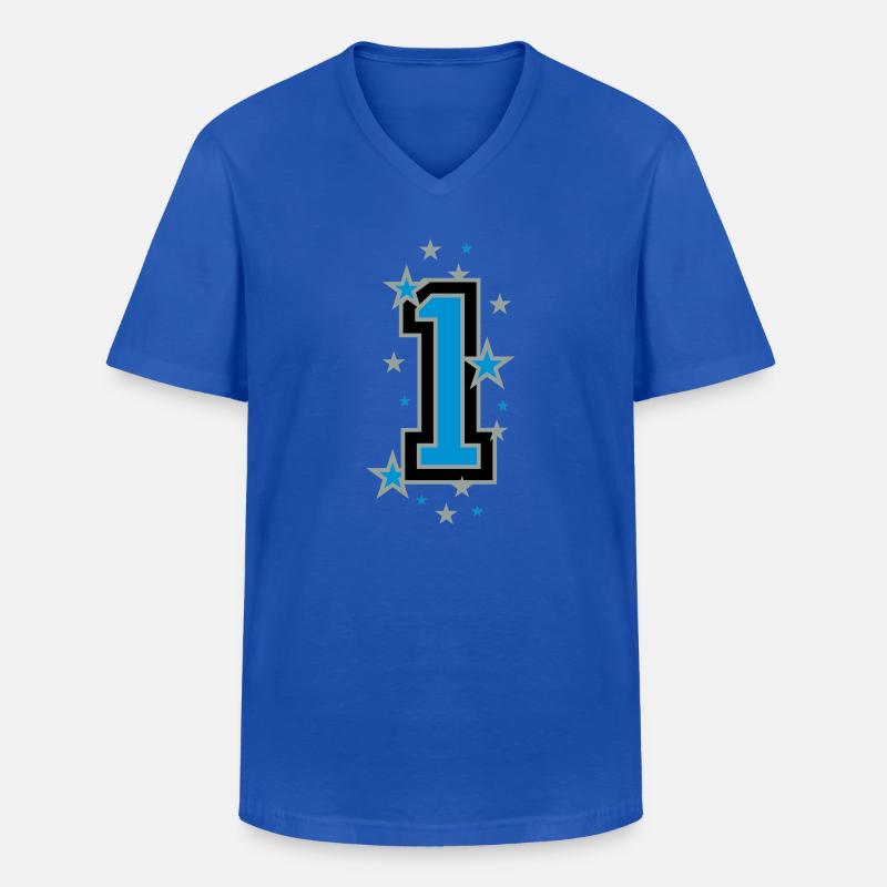 Nummer Eins 1 - Männer-T-Shirt mit V-Ausschnitt - Royalblau