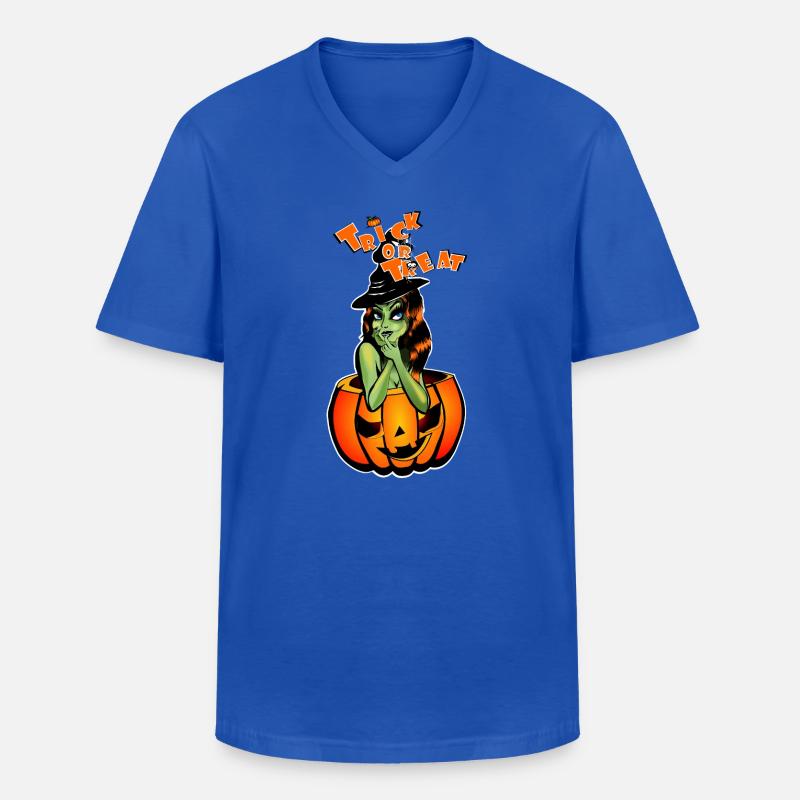 Süßes oder Saures Hexe im Kürbis - Männer-T-Shirt mit V-Ausschnitt - Royalblau