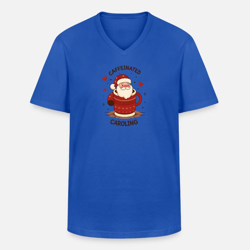 Süßer Kaffeetrinkender Weihnachtsmann - Männer-T-Shirt mit V-Ausschnitt - Royalblau