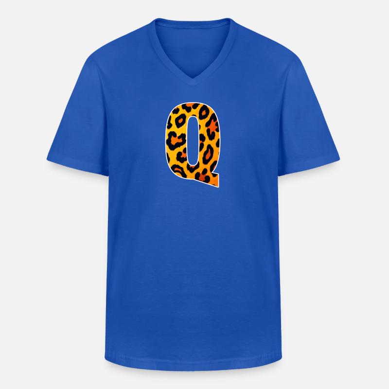 Leopard_Buchstabenmuster_-_Q - Männer-T-Shirt mit V-Ausschnitt - Royalblau