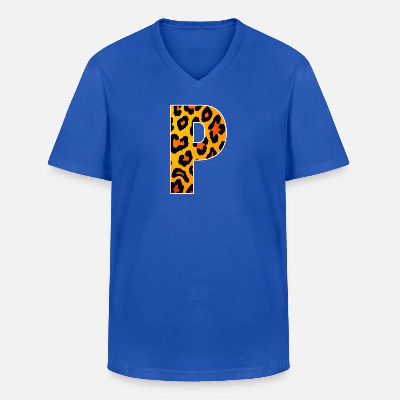 Leopard_Buchstabenmuster_-_P - Männer-T-Shirt mit V-Ausschnitt - Royalblau