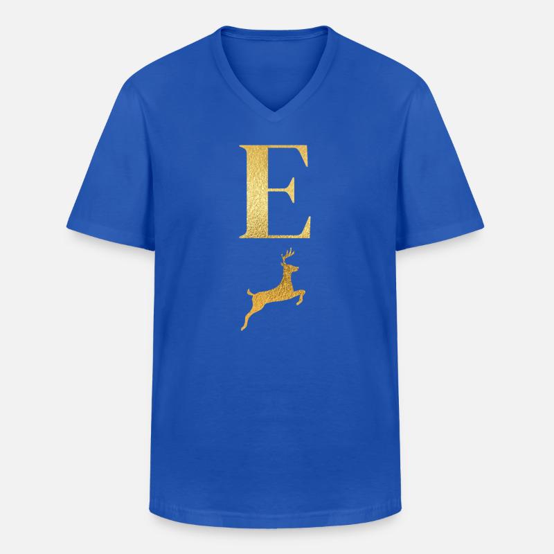 Buchstabe e goldener Hirsch - Geschenkidee - Männer-T-Shirt mit V-Ausschnitt - Royalblau