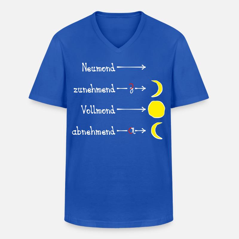 Mondphasen mit Eselsbrücke - hell - Männer-T-Shirt mit V-Ausschnitt - Royalblau