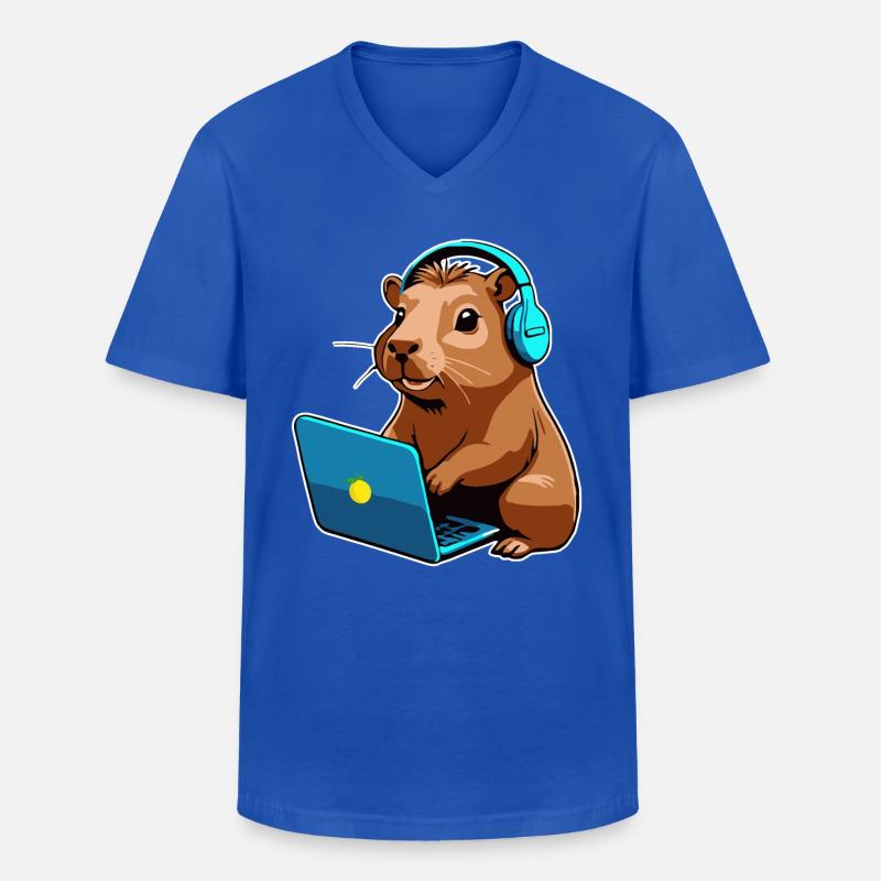 Capybara Programmierer Coder Computer - Männer-T-Shirt mit V-Ausschnitt - Royalblau