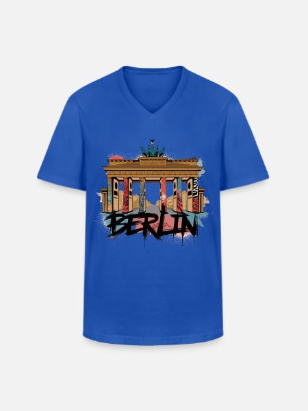 Urban Berlin-stil – Brandenburger Tor - Klassisk T-skjorte med V-hals for menn - kongeblå