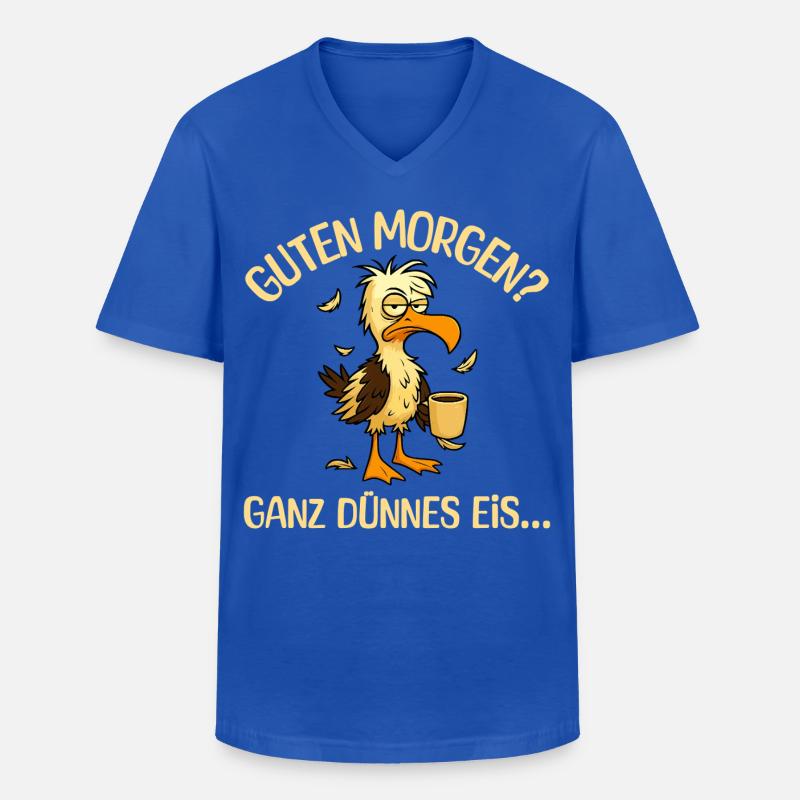 Morgenmuffel Möwe mit Kaffee - Männer-T-Shirt mit V-Ausschnitt - Royalblau
