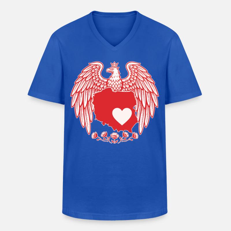 Polnisches Adlerherz Kartendesign - Männer-T-Shirt mit V-Ausschnitt - Royalblau