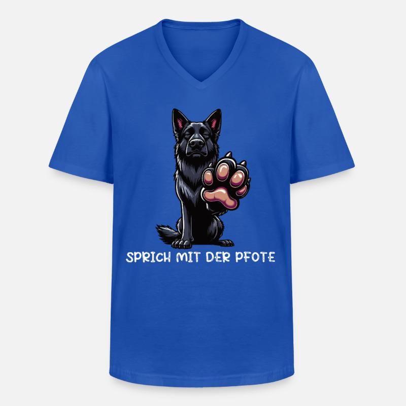 Sprich mit der Pfote Schwarzer Schäferhund  - Männer-T-Shirt mit V-Ausschnitt - Royalblau