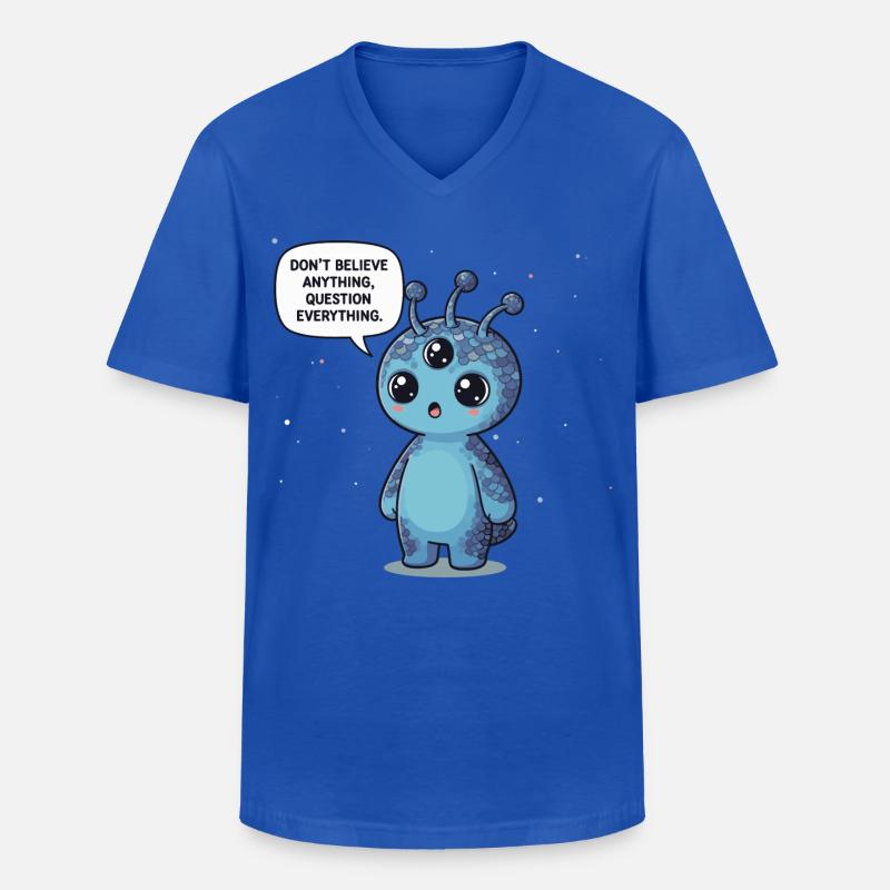 Niedlicher Alien: Statement - Alles hinterfragen - Männer-T-Shirt mit V-Ausschnitt - Royalblau