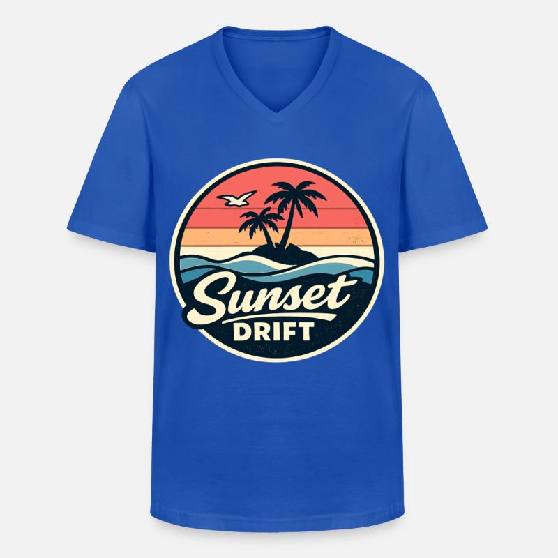 Sunset Drift - Männer-T-Shirt mit V-Ausschnitt - Royalblau