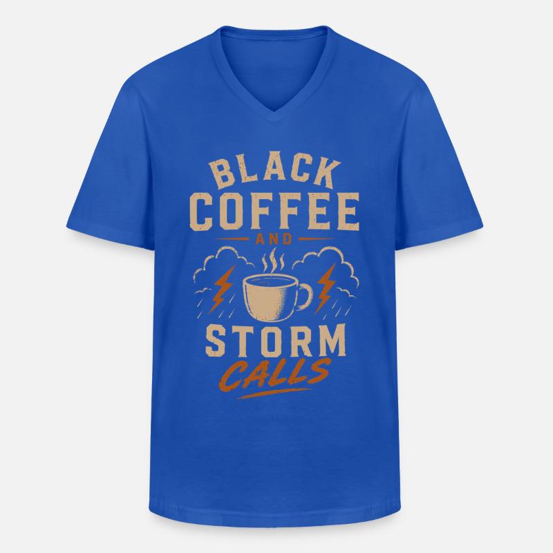 Lineman Strom Schwarzer Kaffee Und Sturm - Männer-T-Shirt mit V-Ausschnitt - Royalblau