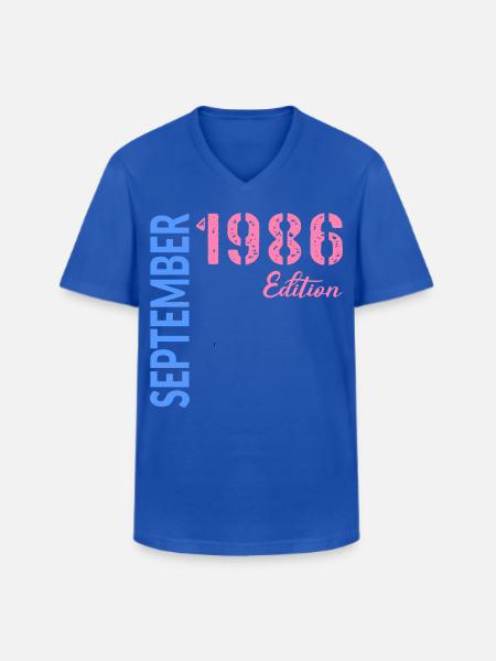 Anniversaire de septembre 1986 - T-shirt col V Homme - bleu royal