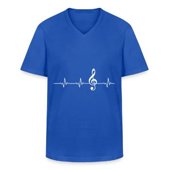 Herzschlag Notenschlüssel - Männer-T-Shirt mit V-Ausschnitt - Royalblau - Vorne - AI Model Male 178 dark (178cm)