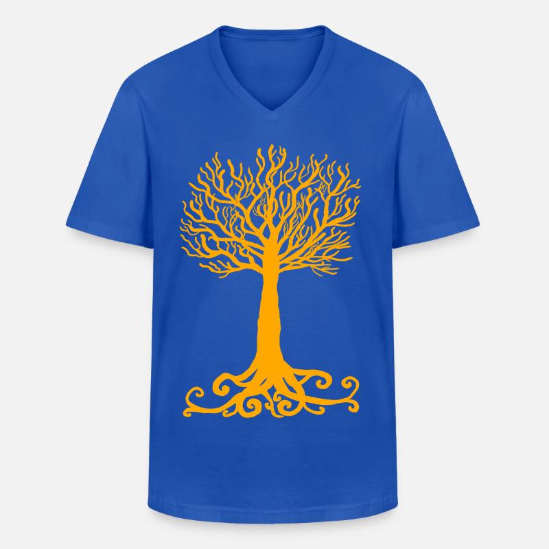 gelber Baum - Männer-T-Shirt mit V-Ausschnitt - Royalblau