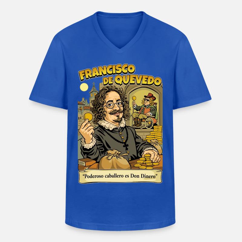 Francisco de Quevedo - Maglietta da uomo classica con scollo a V - blu royal