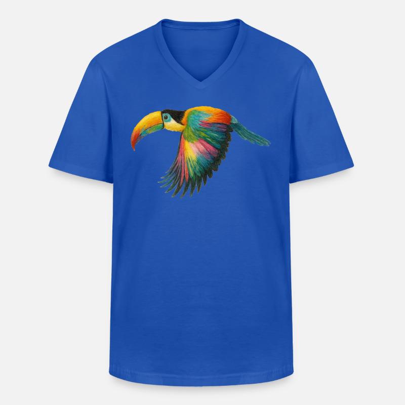 Regenbogen Papagei Muster - Männer-T-Shirt mit V-Ausschnitt - Royalblau