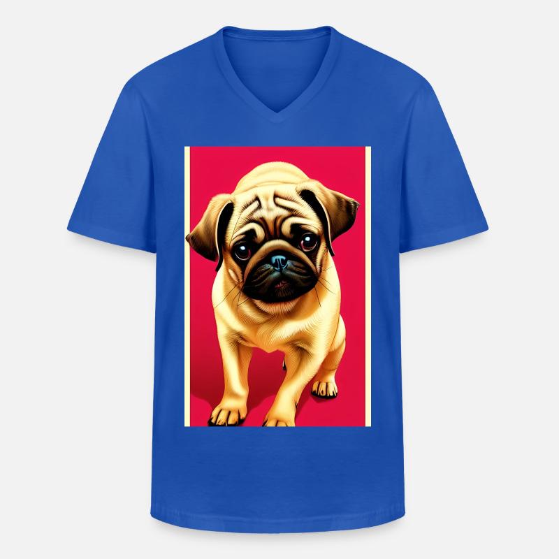 Mops Hund - Männer-T-Shirt mit V-Ausschnitt - Royalblau
