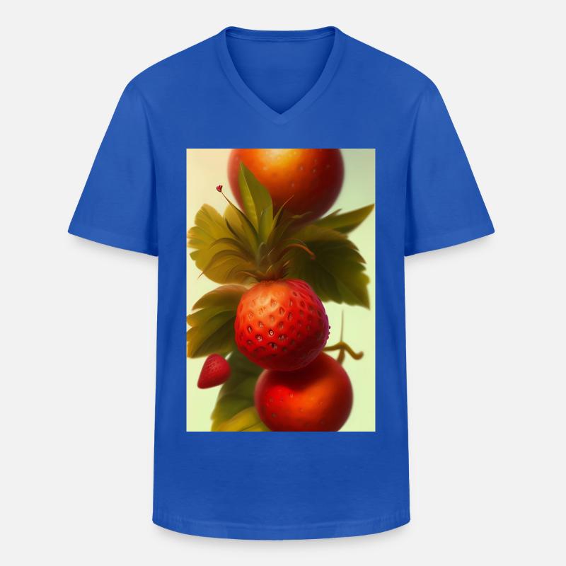 Erdbeere - Männer-T-Shirt mit V-Ausschnitt - Royalblau