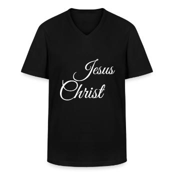 Jésus-Christ Jésus-Christ - T-shirt col V Homme - noir - Devant - AI Model Male 178 dark (178cm)