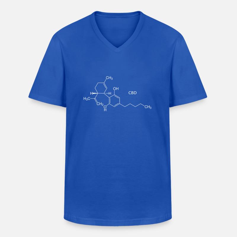 CBD molecule - white with name - Men's V-Neck T-Shirt - royal blue