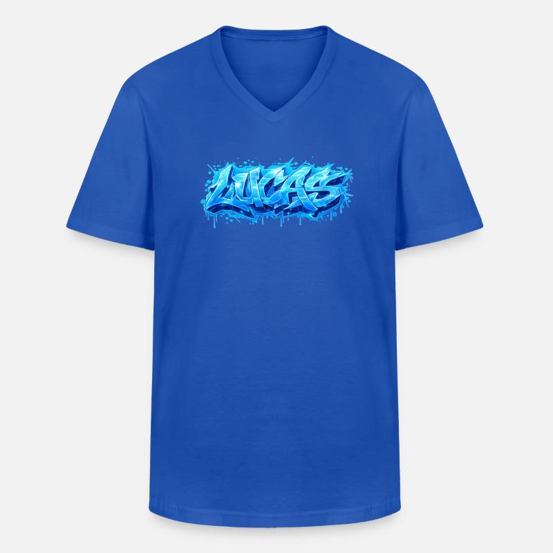 Graffiti LUCAS Name Geschenk Ideal druckbar - Männer-T-Shirt mit V-Ausschnitt - Royalblau