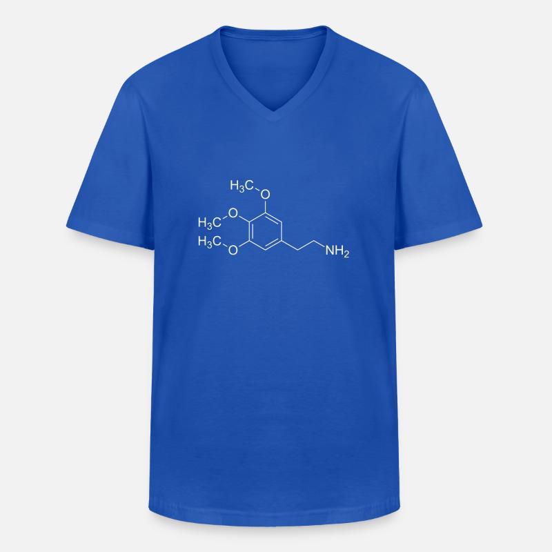 Formule structurale mescaline mescaline - T-shirt col V Homme - bleu royal