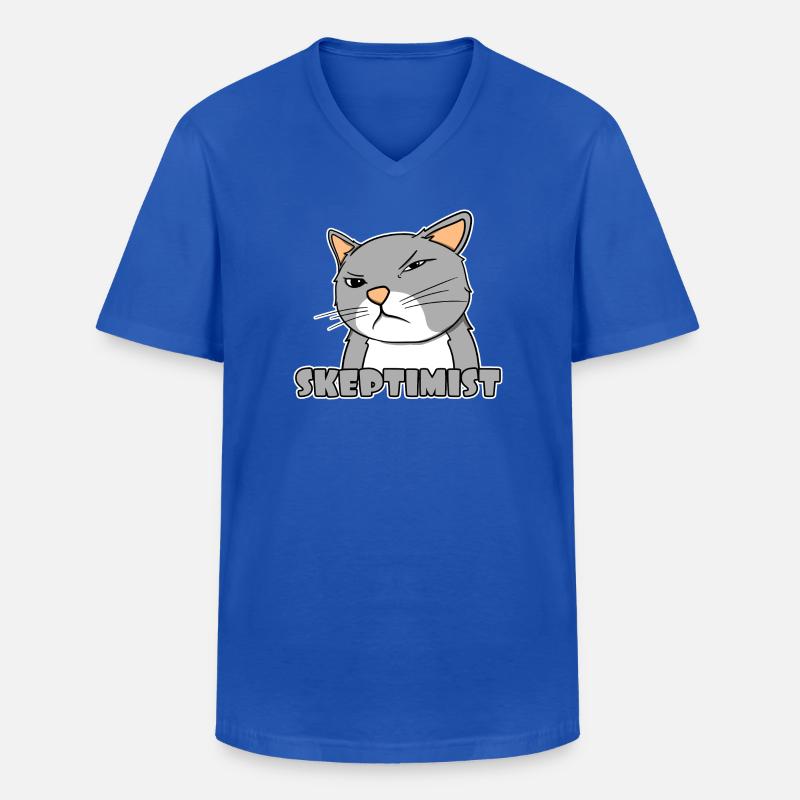 Skeptiker Katze - Skeptimist - Männer-T-Shirt mit V-Ausschnitt - Royalblau